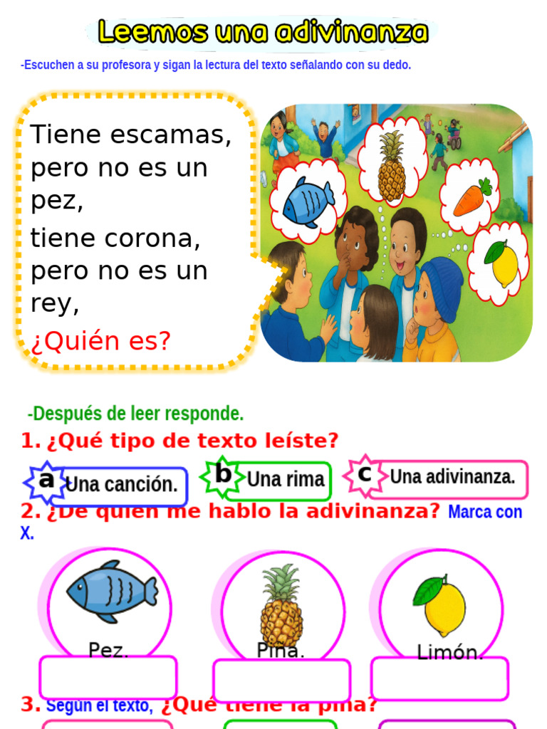 Adivinanzas y Actividades de Lectura | PDF