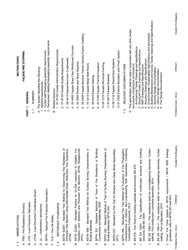 Facade Fire Stopping Specs | PDF