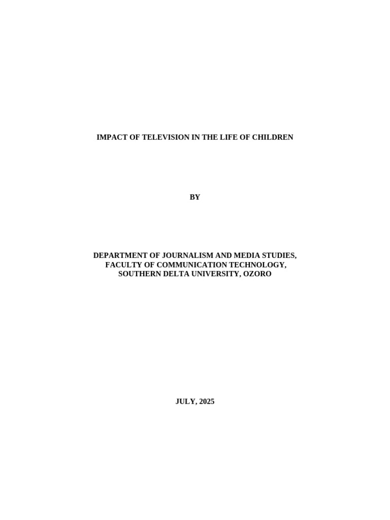 Effects of Television on Children | PDF | Television | Attitude ...
