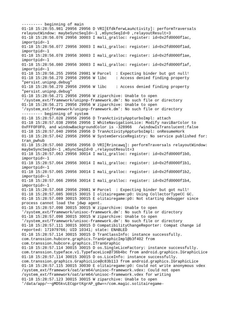 Android Log Analysis and Errors | PDF | Computing | Software