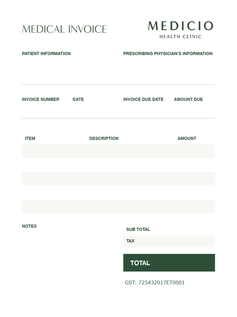 Medical Invoice Template Overview | PDF