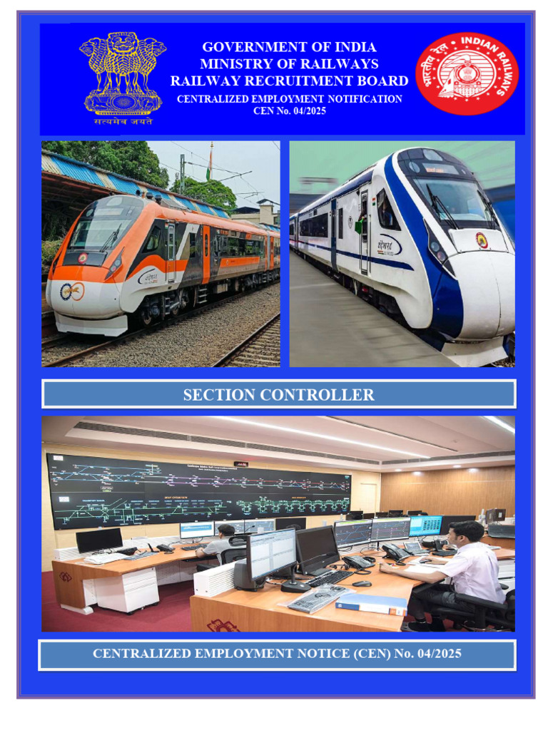 Section Controller Recruitment CEN 04/2025 | PDF | Government Of India