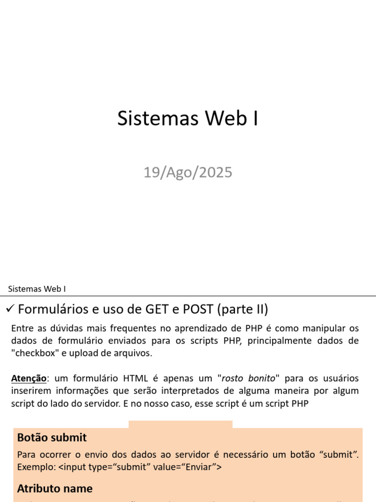 Aula 05 - Parte2 - PHP - 2025.08.19 | PDF | Php | Rede mundial de ...