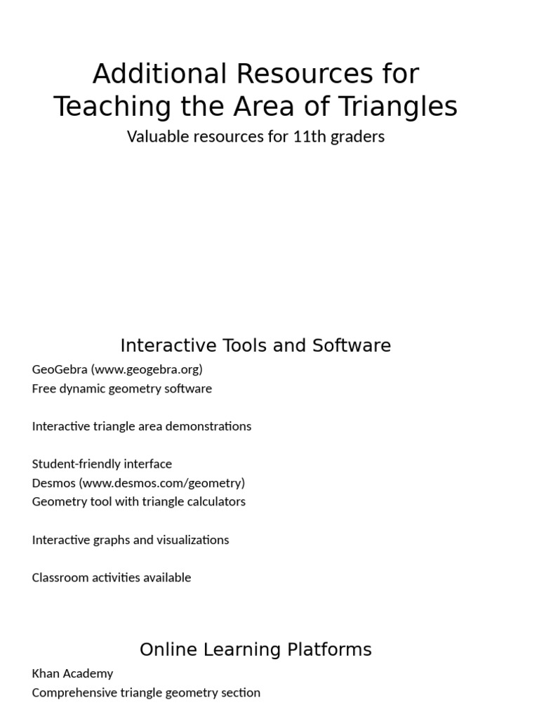 Additional Resources For Teaching The Area of Triangles | PDF