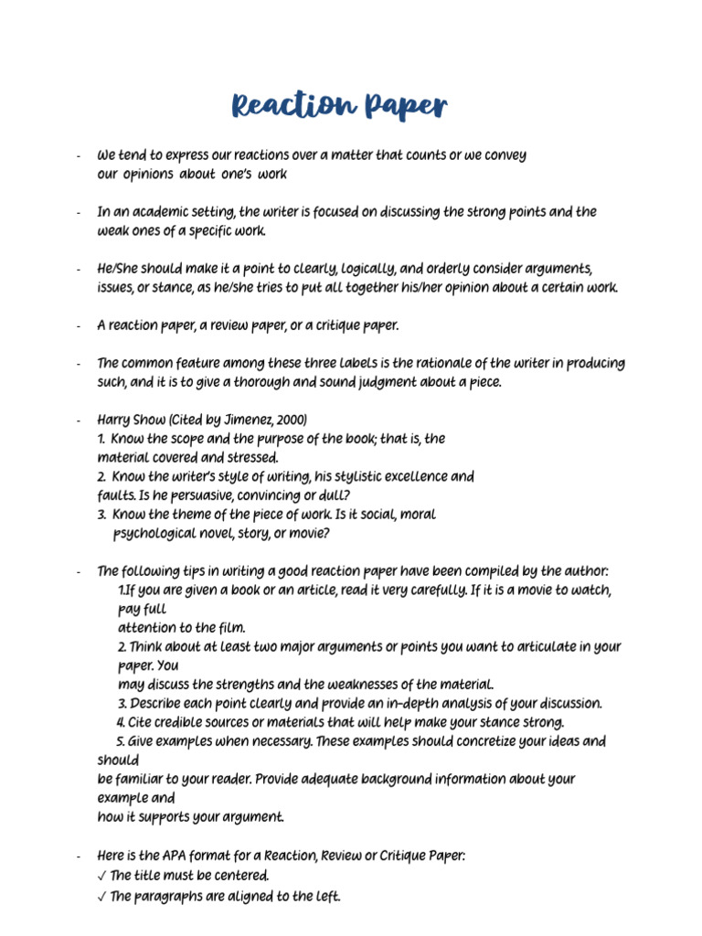 Writing Effective Reaction Papers | PDF | Reading Comprehension | Cognition