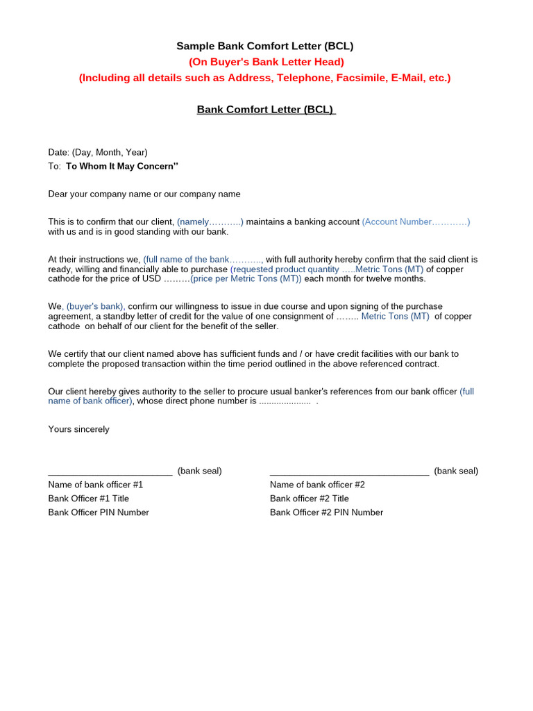 BCL - Letter Sample For Copper Cathode Transaction | PDF