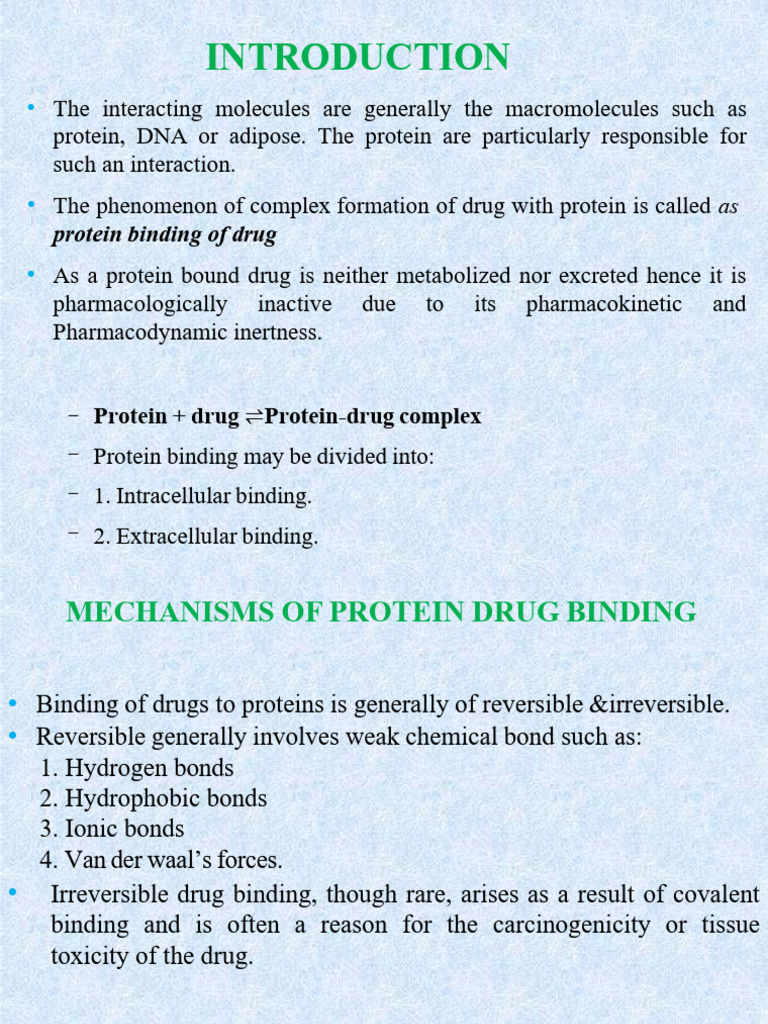 F Protein Binding of Drugs | PDF | Molecular Binding | Biochemistry