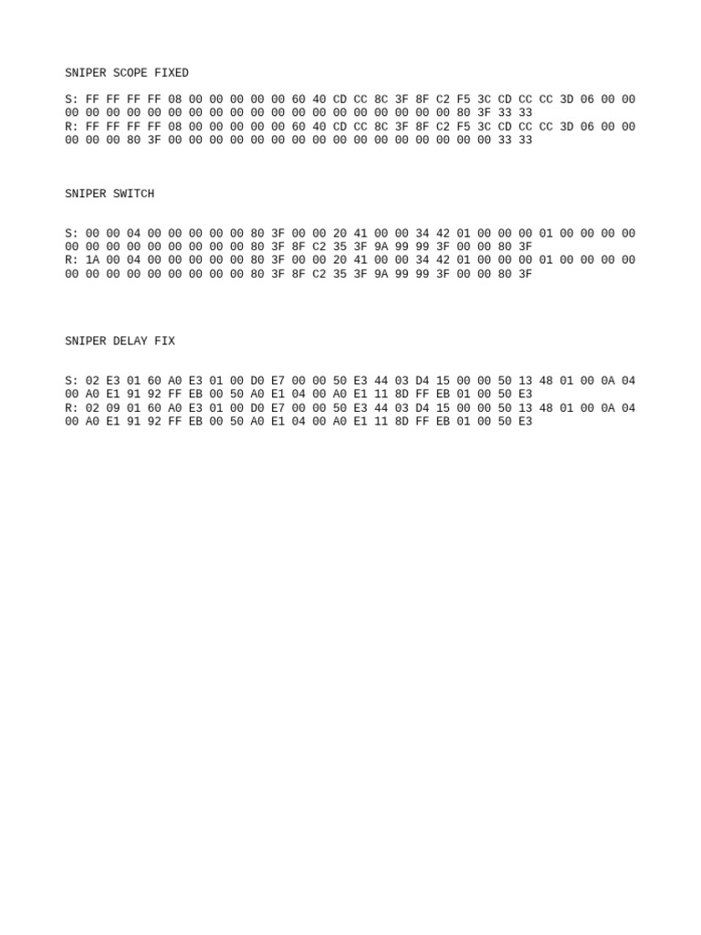 Sniper Scope and Delay Fix Codes | PDF