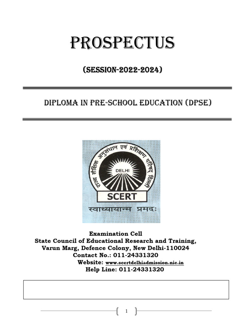 SCERT Delhi DPSE Admission Prospectus 2022 | PDF