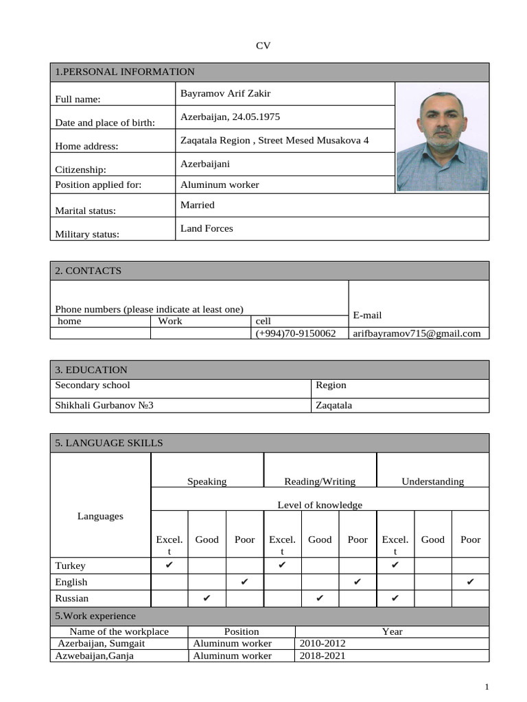 Bayramov Arif. CV | PDF