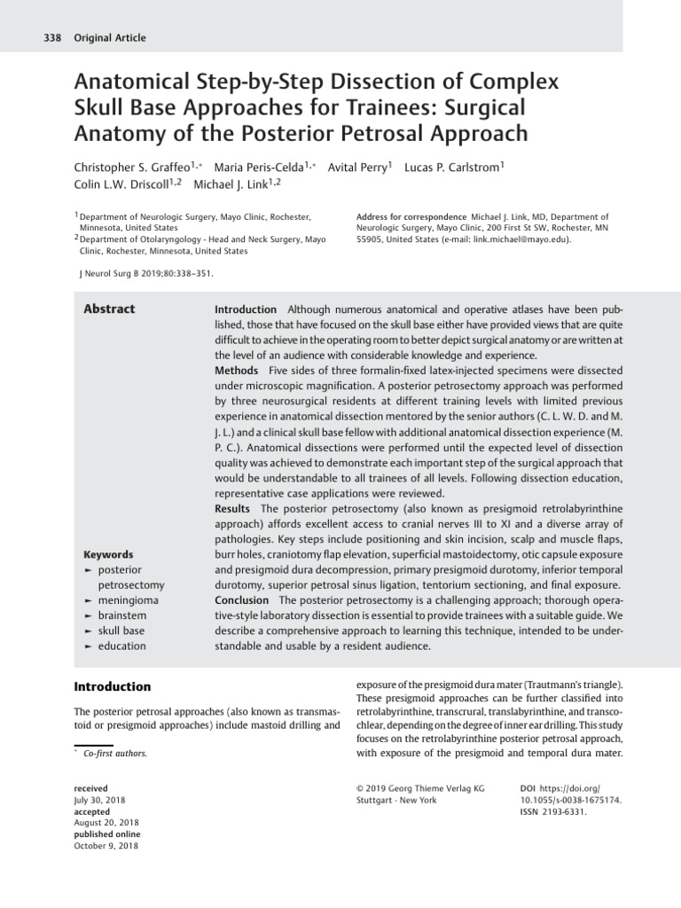 Anatomical Step-by-Step Dissection Opetrosal Post | PDF | Vein | Neck