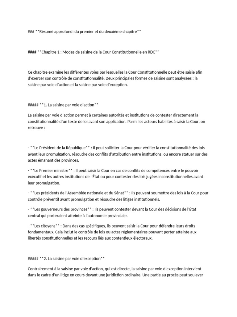 Modes de saisine de la Cour en RDC | PDF | Loi | Loi constitutionnelle