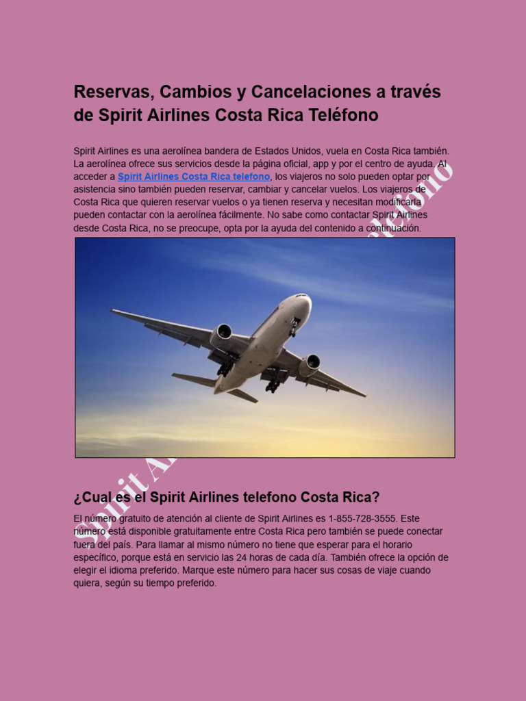 Spirit Airlines Costa Rica Telefono | PDF | aerolíneas