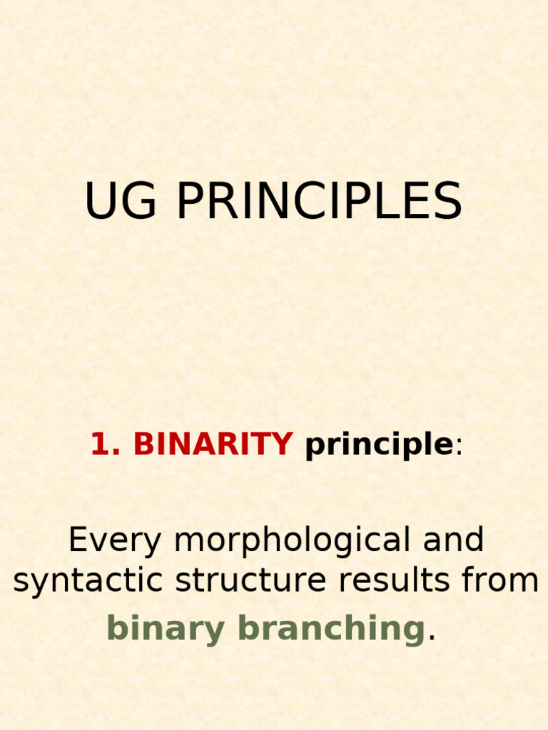 Understanding UG Principles in Syntax | PDF | Phrase | Cognitive Science