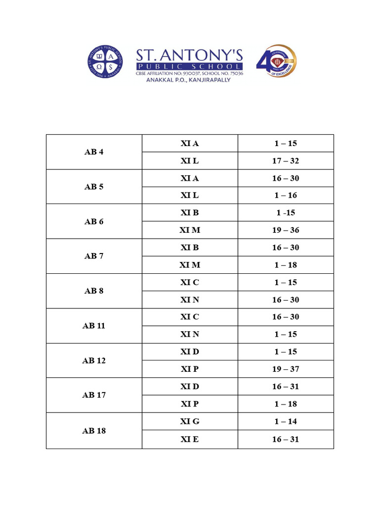 XI First Term Exam Seating Plan 2025-26 | PDF