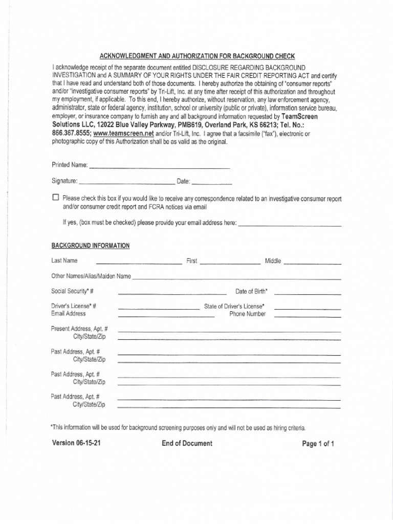 Background Check Forms | PDF