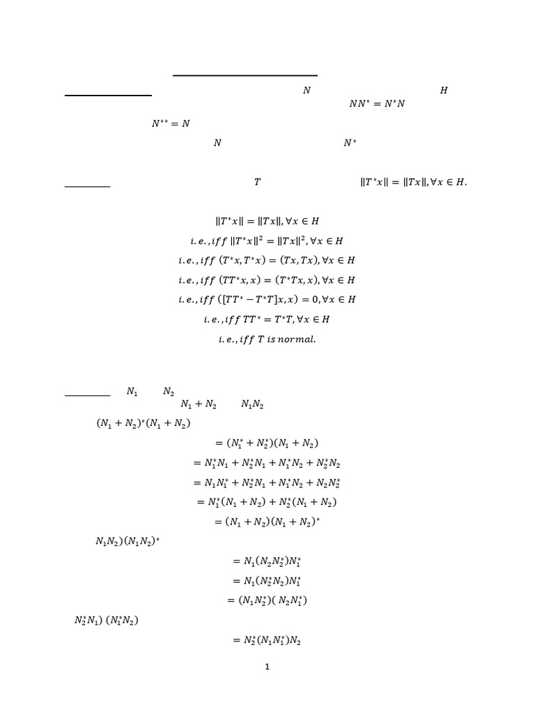 Normal and Unitary Operators in Hilbert Spaces | PDF | Hilbert Space ...