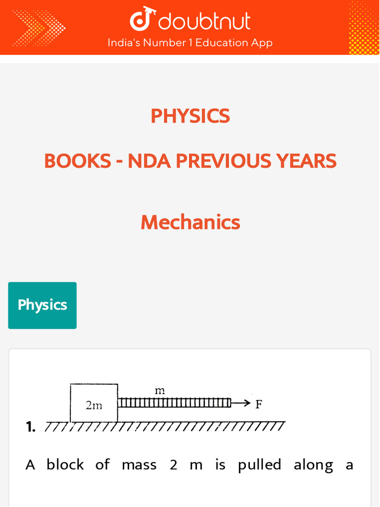 NDA Physics Mechanics Questions | PDF | Acceleration | Force