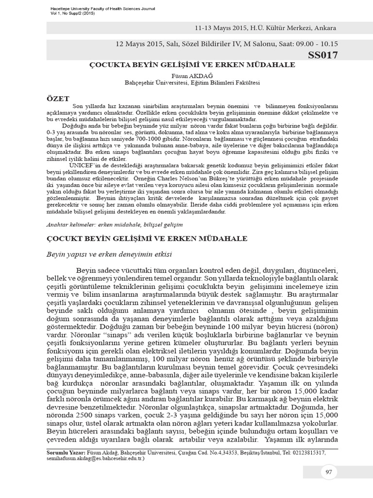 Ocukta Beyin Geli Imi Ve Erken M Dahale (#103876) - 88849 | PDF