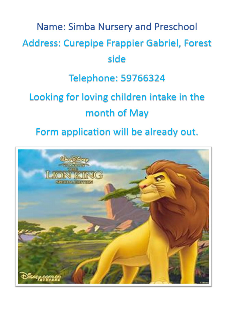 Name: Simba Nursery and Preschool | PDF
