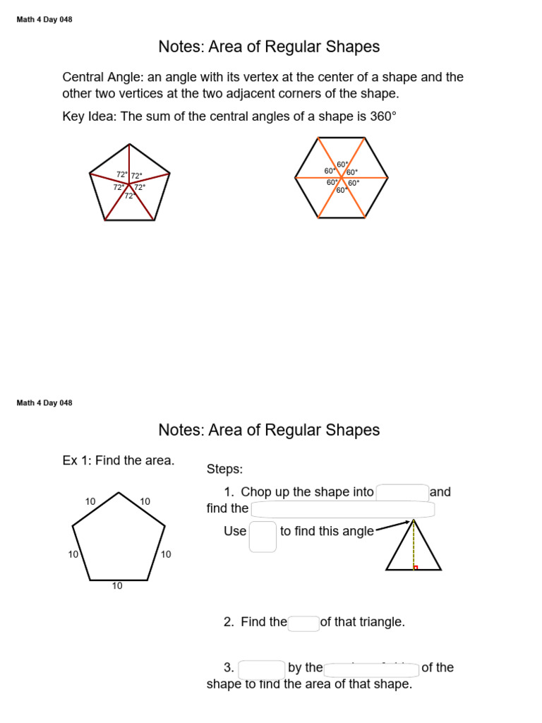 Area of Regular Polygons Notes | PDF