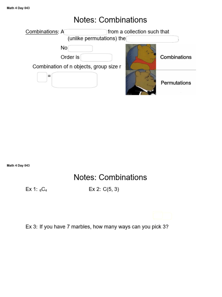 Combinations Notes by Randy Koehn | PDF