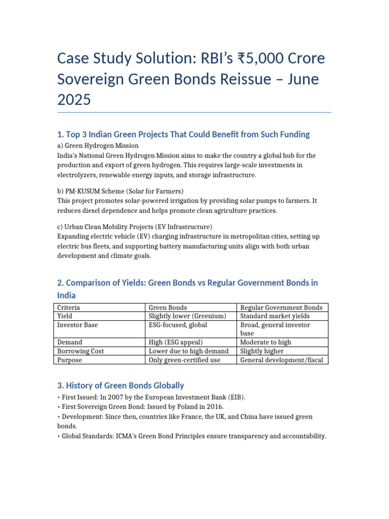 Green Bond Case Study Solution | PDF | Climate Change Mitigation ...