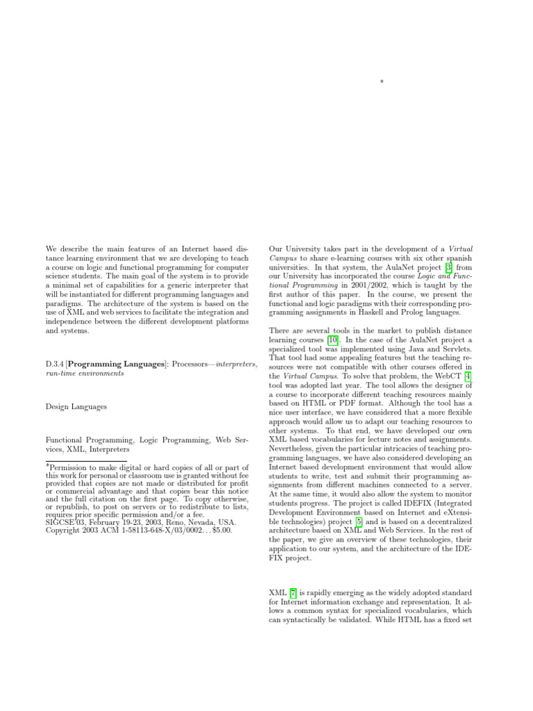 IDEFIX: e-Learning for Programming Languages | PDF | Xml | Web Service