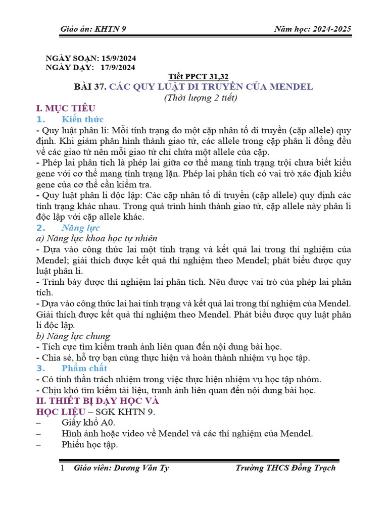 Các Quy Luaath Di Truyền Của Mended | PDF