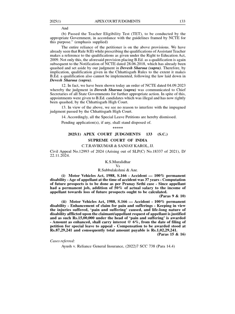 Pranay Sethi Judgment Overview | PDF | Damages | Suffering