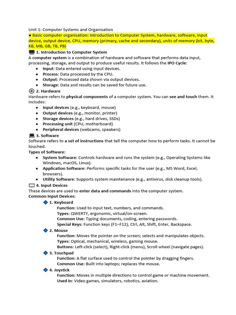 Computer Systems: Hardware & Software Overview | PDF | Random Access ...