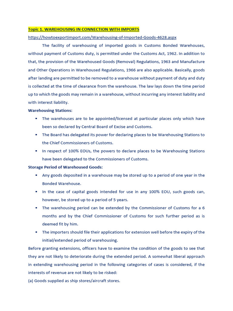 Warehousing Regulations for Imported Goods | PDF | Economies | Business