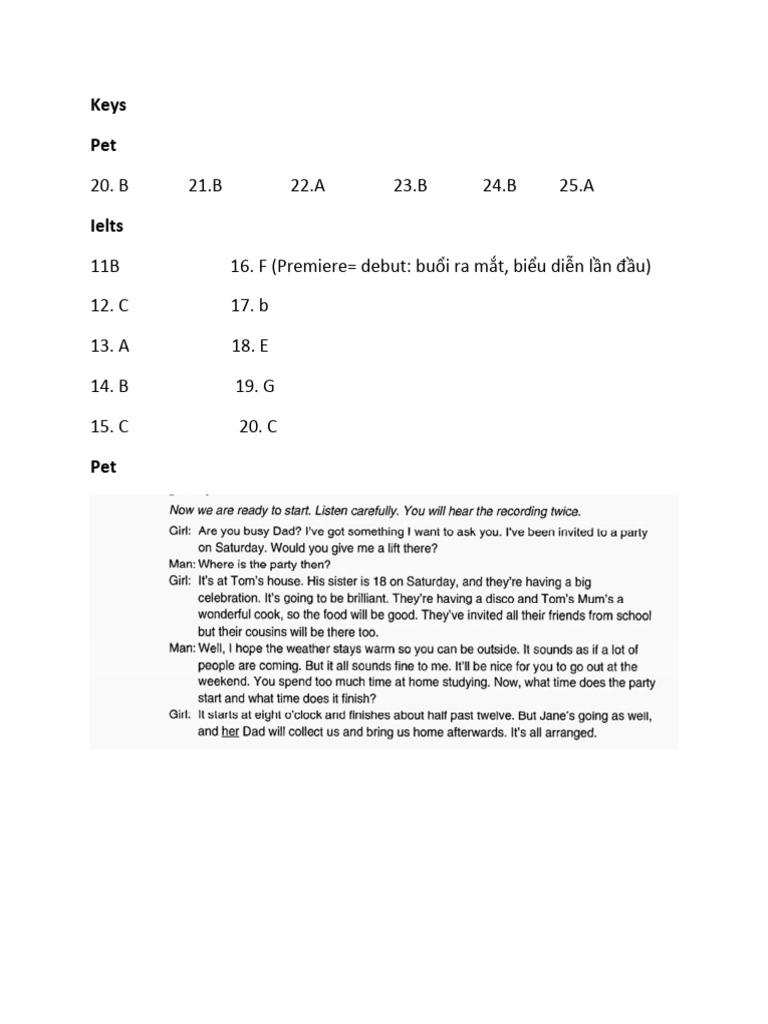 Keys and Tapescript | PDF