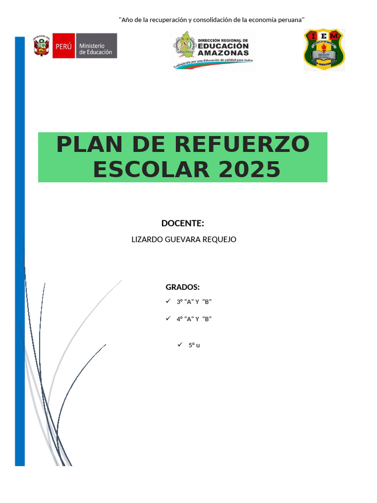 Plan de Refuerzo Escolar 2025 en Amazonas | PDF | Evaluación | Aprendizaje