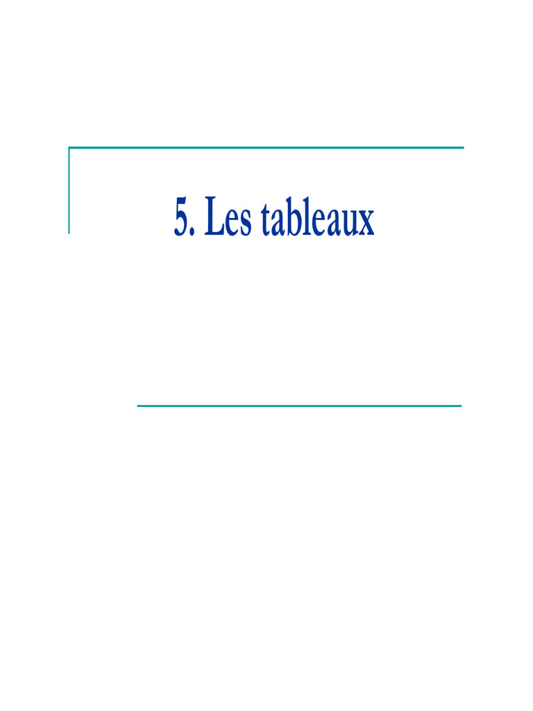 Introduction aux tableaux en programmation | PDF | Programmation ...