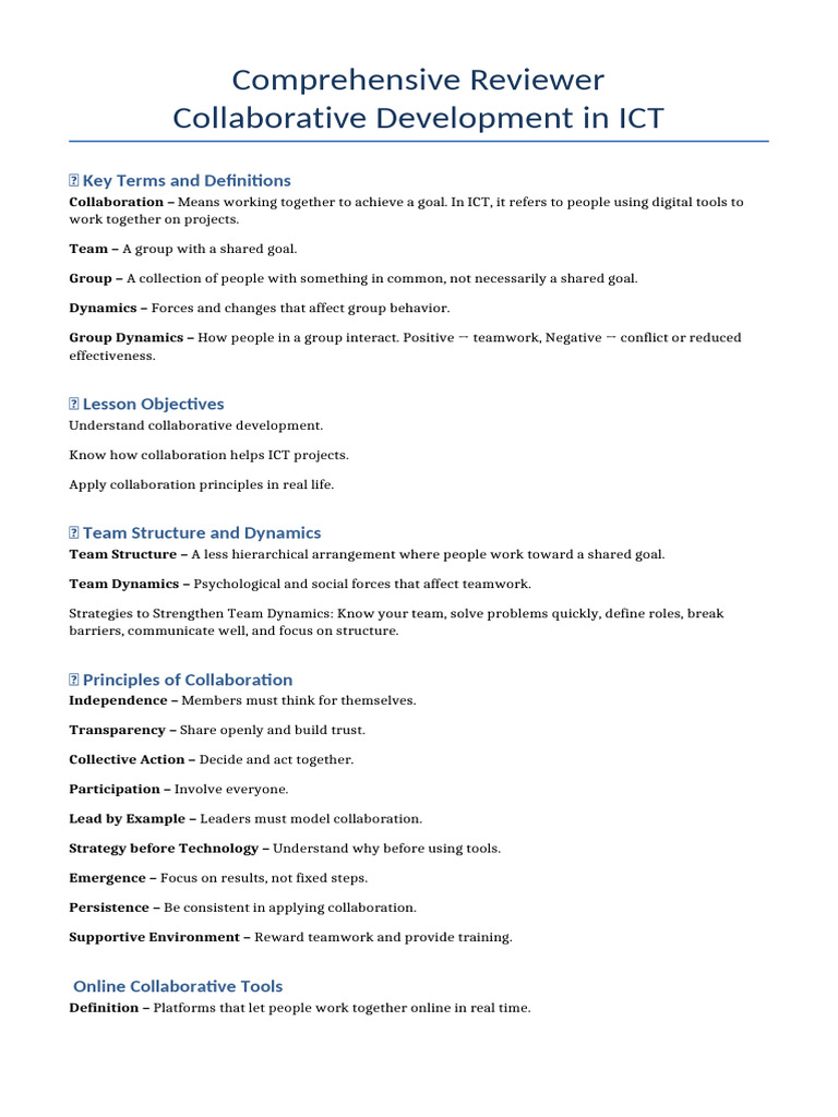 Collaborative Development in ICT Guide | PDF | Educational Technology ...