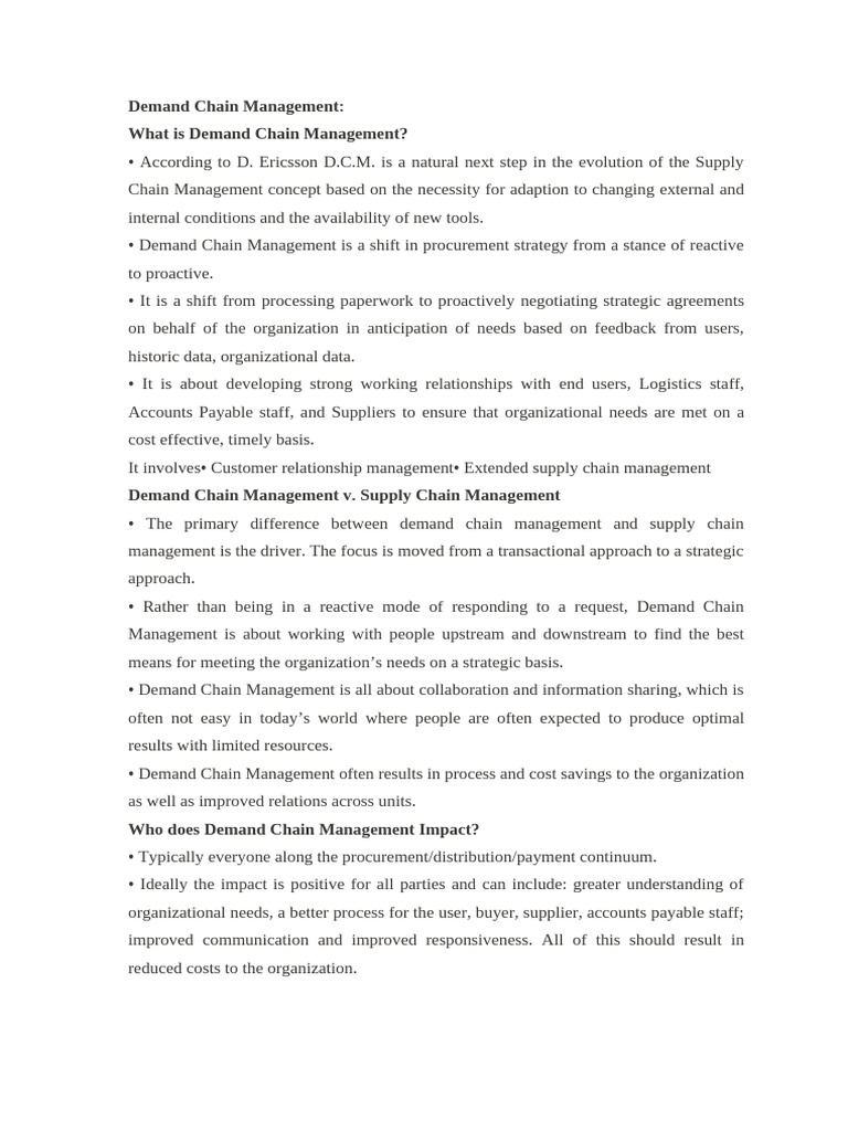 Demand Chain Management | PDF | Procurement | Supply Chain