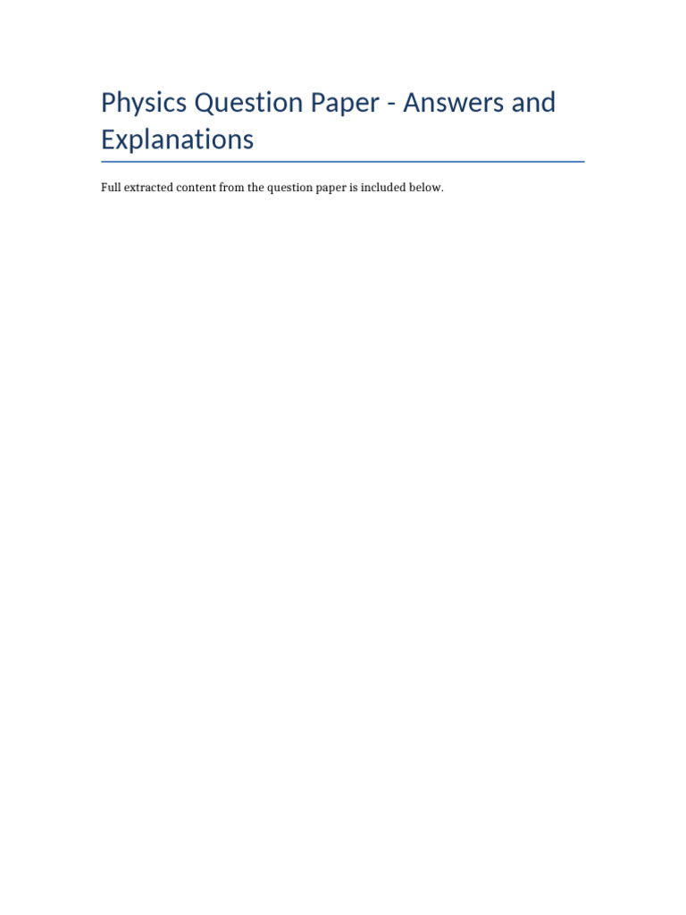 Physics Answers Explanations | PDF