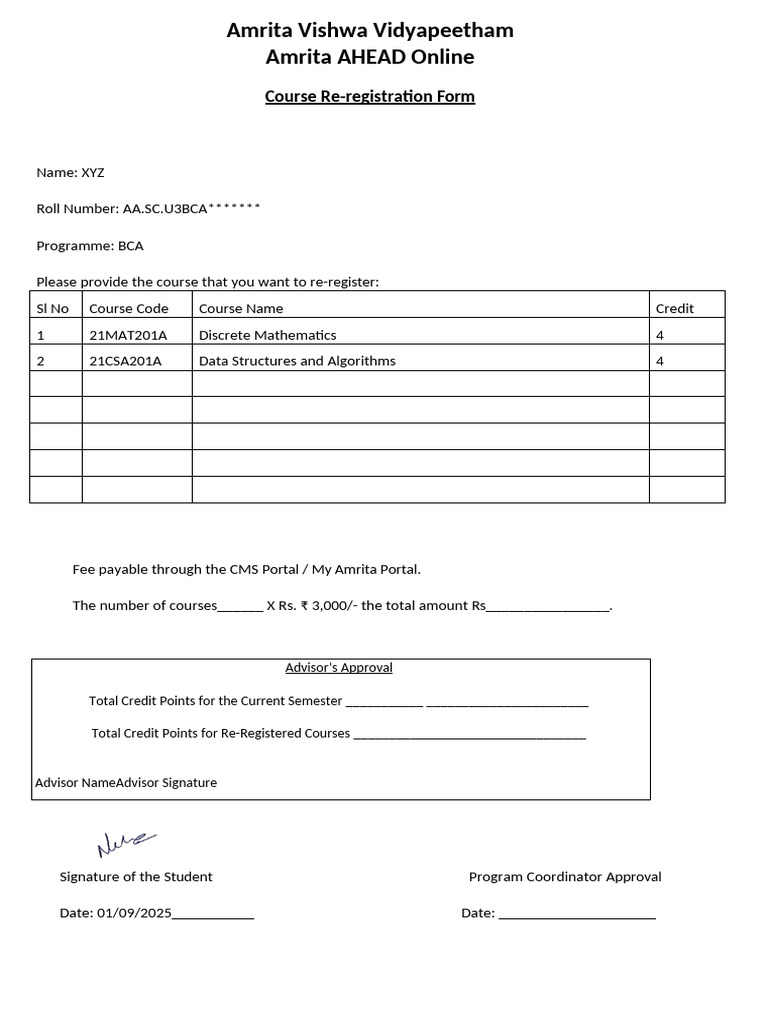 Sample Filled - Re-Registration Form | PDF