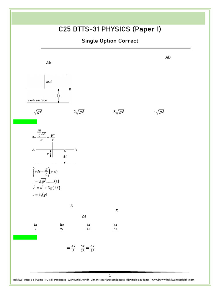 Physics Problem Solutions for IIT JEE | PDF | Inductance | Force