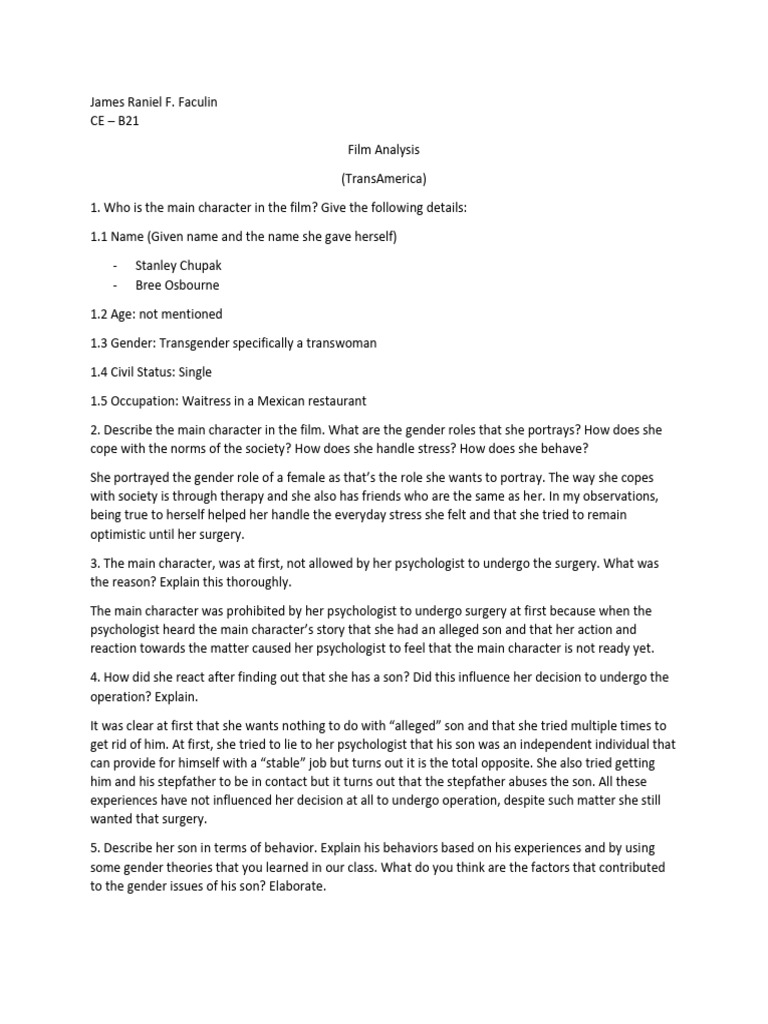 Film Analysis | PDF | Gender | Gender Studies
