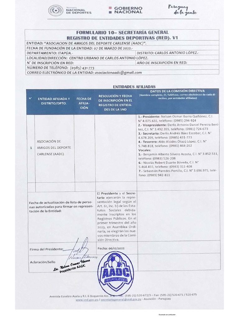 Formulario 10 Red | PDF