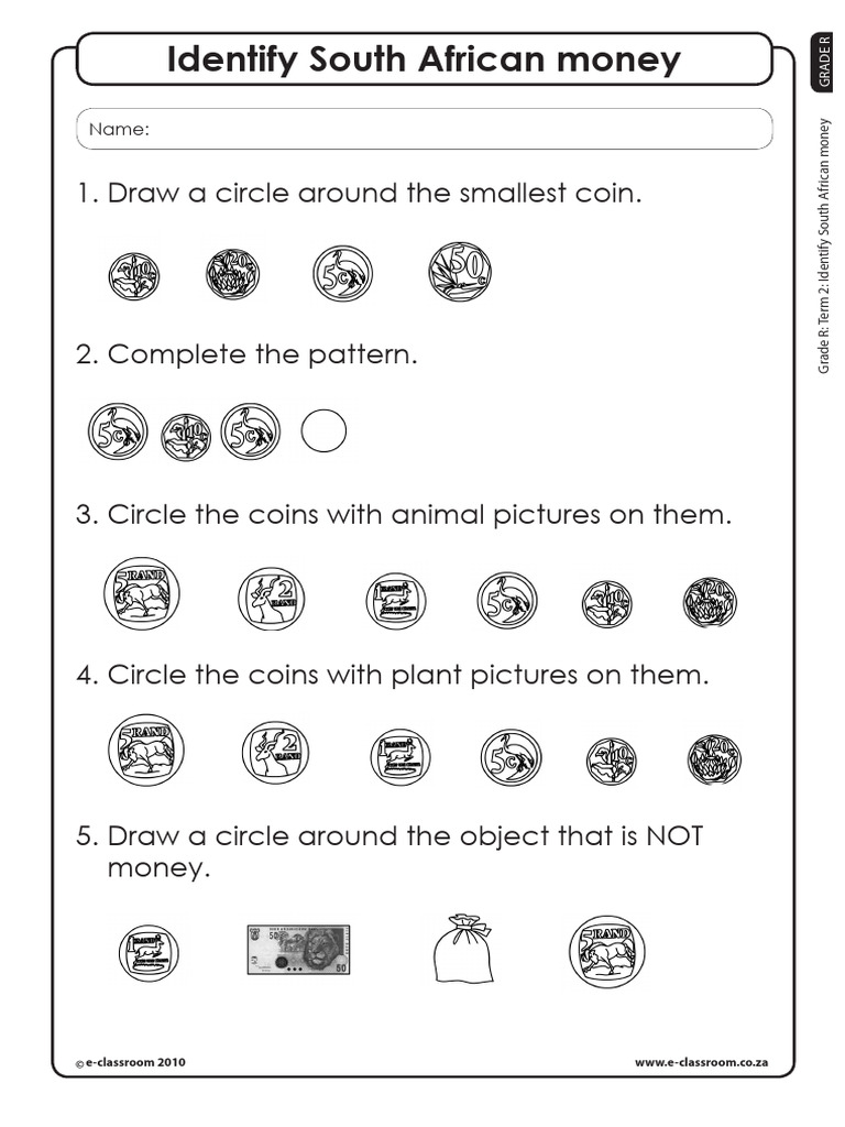 Grade R South African Money Worksheets | PDF