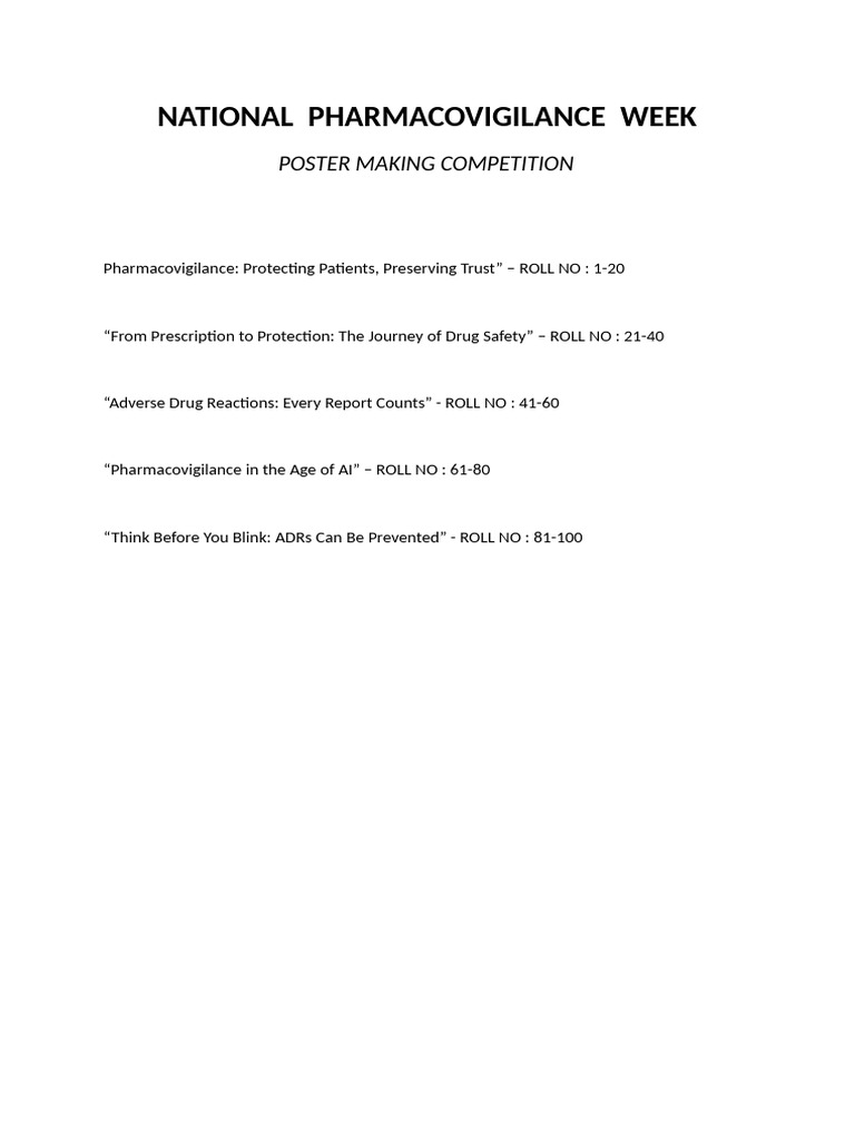 National Pharmacovigilance Week Posters | PDF
