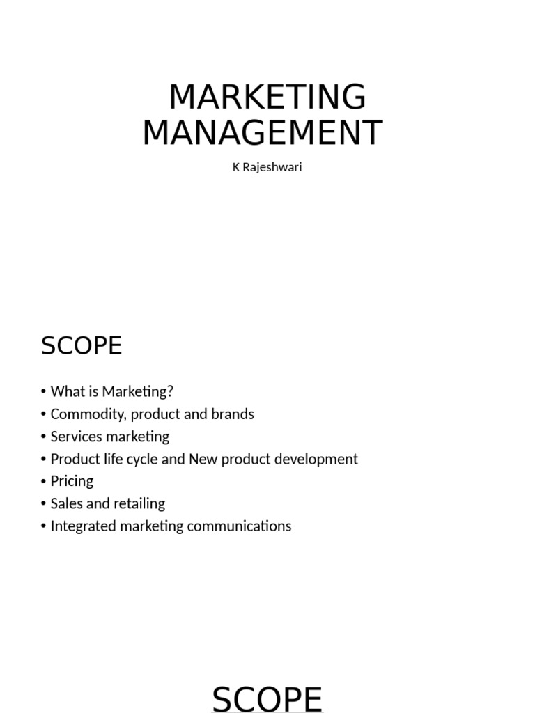 Comprehensive Guide to Marketing Management | PDF