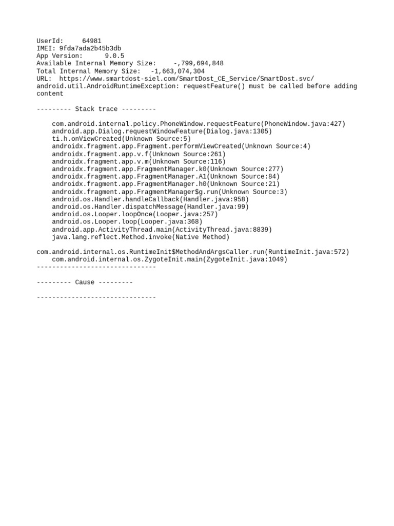 User 64981: Android Runtime Error | PDF