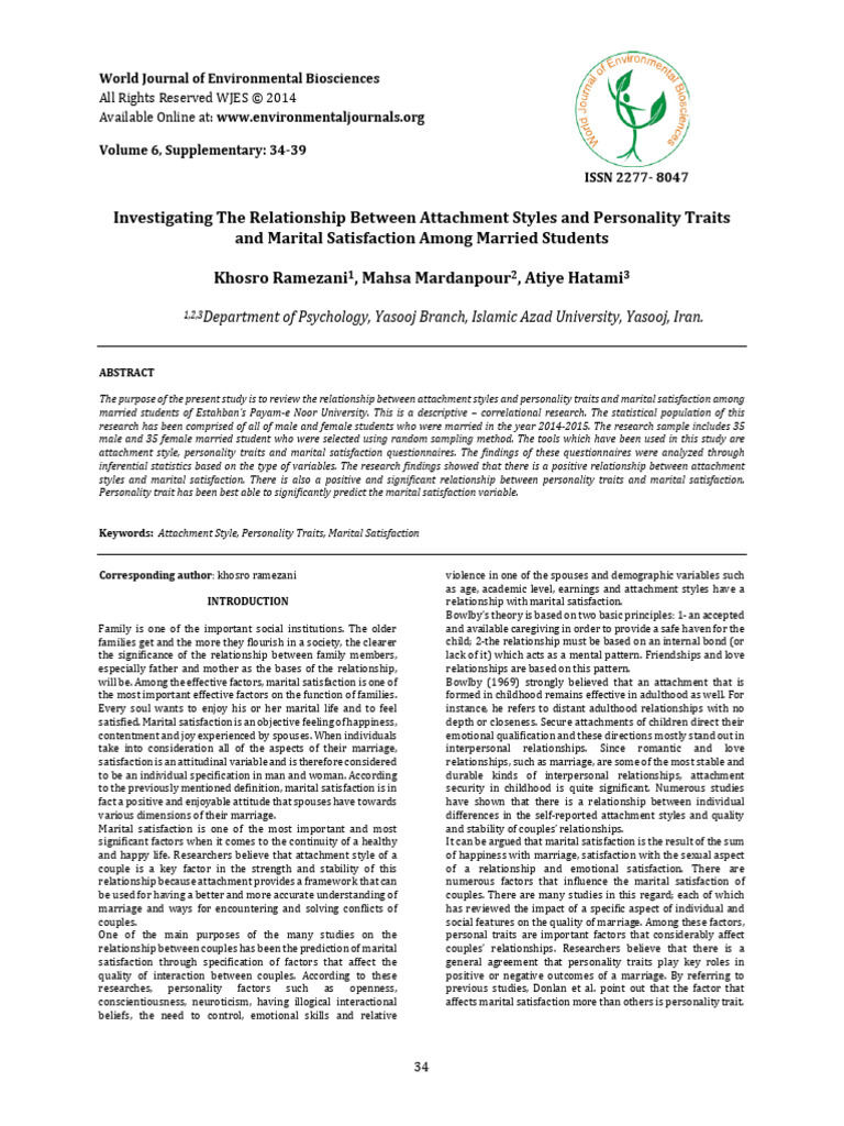 Investigating The Relationship Between Attachment Styles and ...