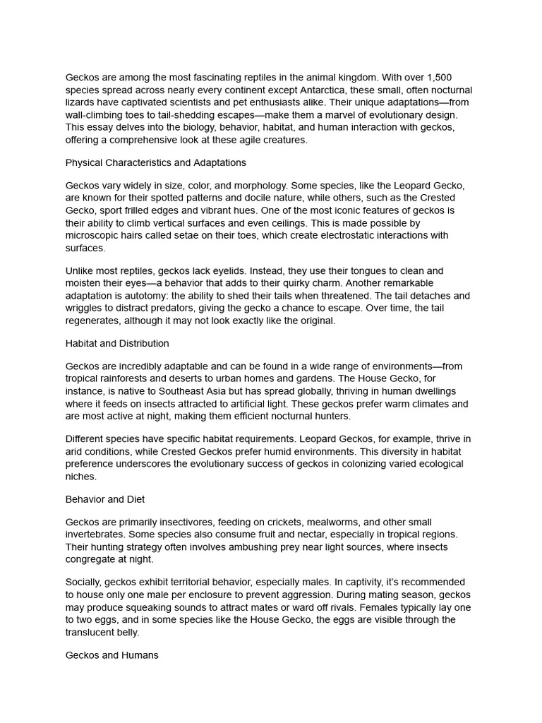 Geckos | PDF | Habitat | Zoology