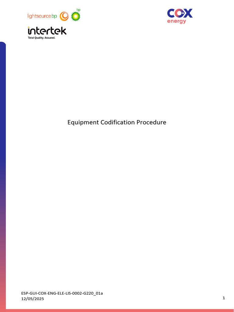 Equipment Codification Procedure Guide | PDF | Photovoltaic System ...