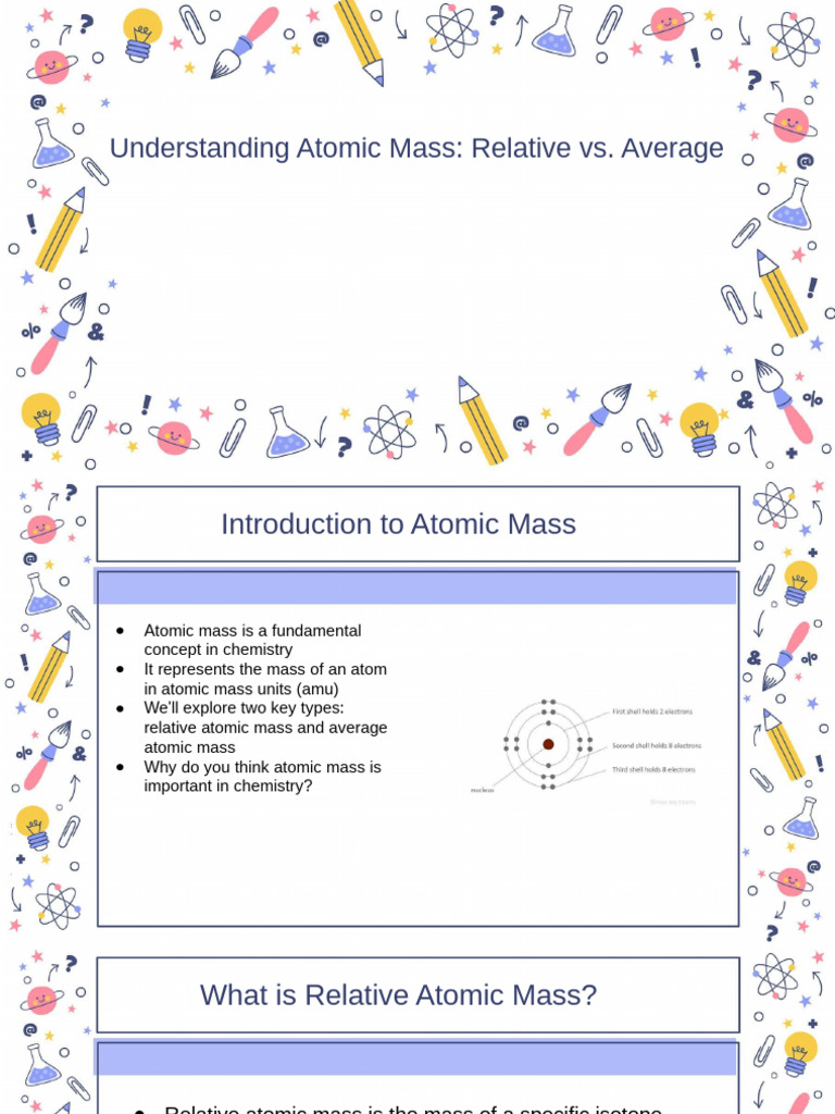 Relative vs. Average Atomic Mass Explained | PDF | Isotope | Atoms
